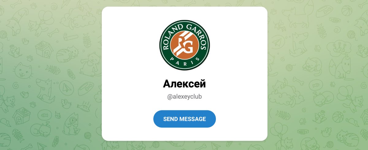 Внешний вид телеграм канала Tennis Club