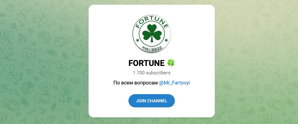 Внешний вид телеграм канала FORTUNE