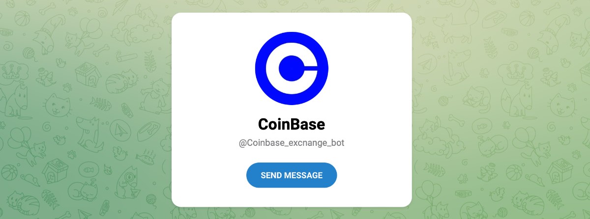 Внешний вид телеграм бота CoinBase