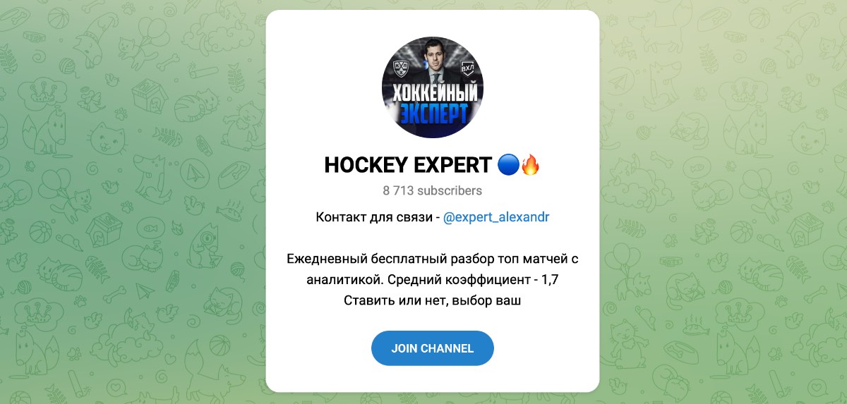 Внешний вид телеграм канала HOCKEY EXPERT