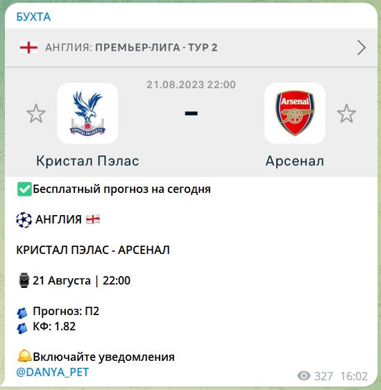 Ставки на футбол с канала Telegram БУХТА