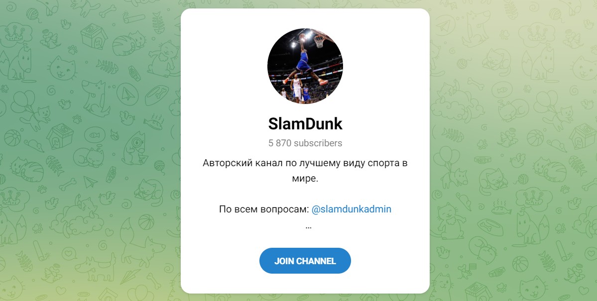Внешний вид телеграм канала SlamDunk