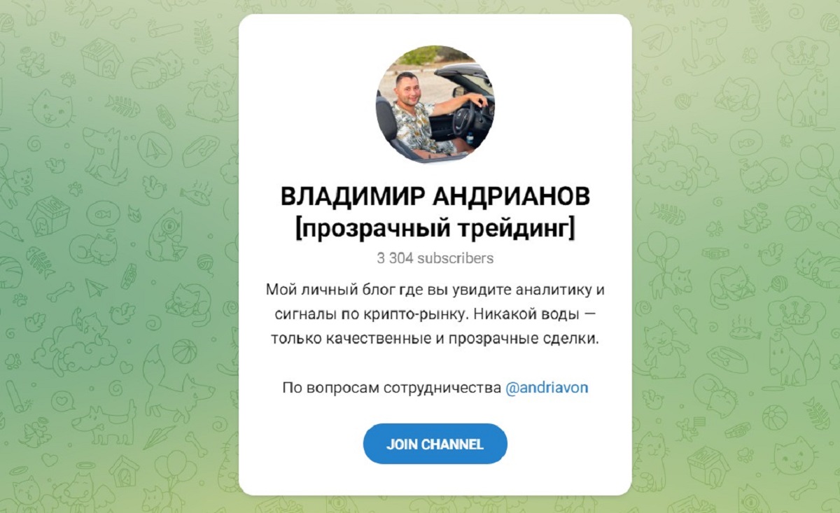 Обзор канала Telegram Владимир Андрианов | Прозрачный трейдинг – реальные отзывы