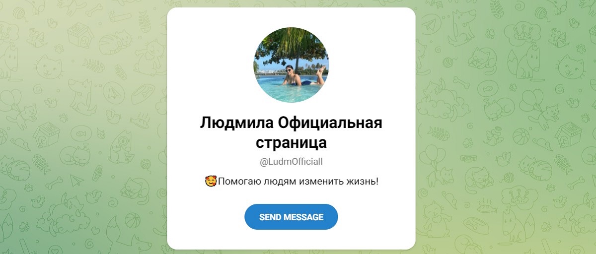 Внешний вид телеграм канала Людмила Официальная страница
