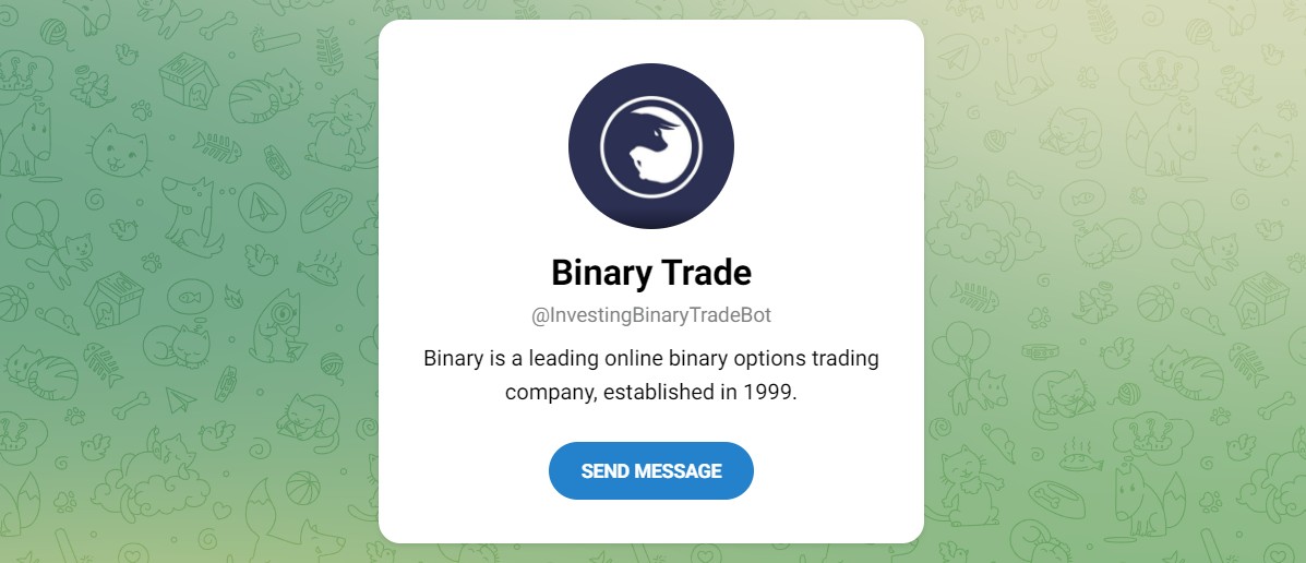 Внешний вид телеграм бота Binary Trade