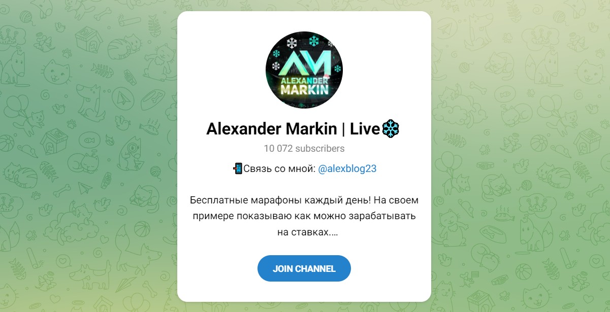 Внешний вид телеграм канала Alexander Markin Live