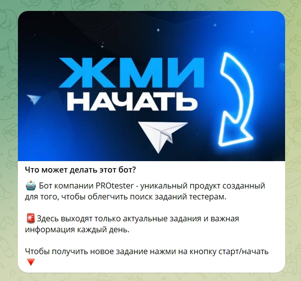 Информация о боте Телеграм PRO EXPERIENCE