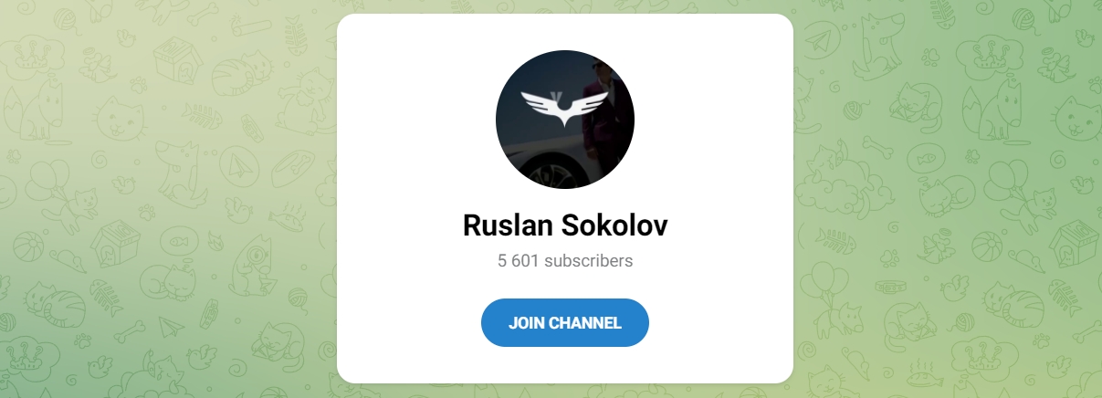 Внешний вид телеграм канала Руслан Соколов