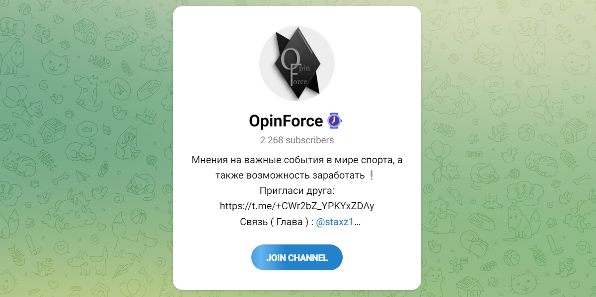 Внешний вид телеграм канала OpinForce