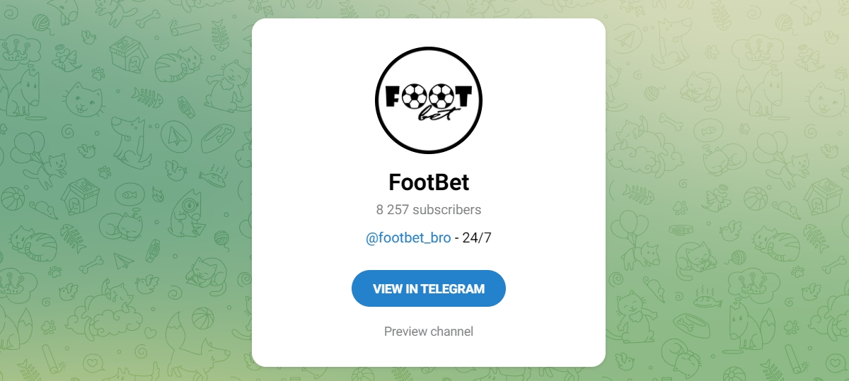 Внешний вид телеграм канала FootBet