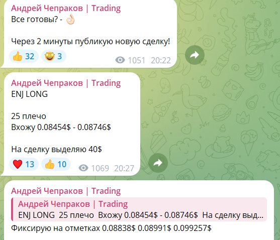 Бесплатный сигнал от трейдера Андрея Чепракова