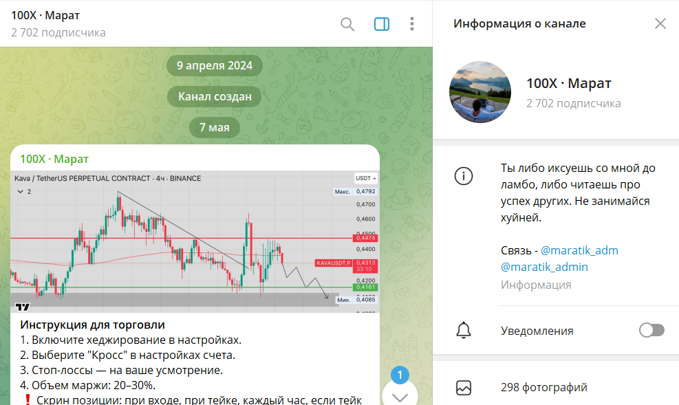 Общие сведения по проекту в телеге 100Х • Марат