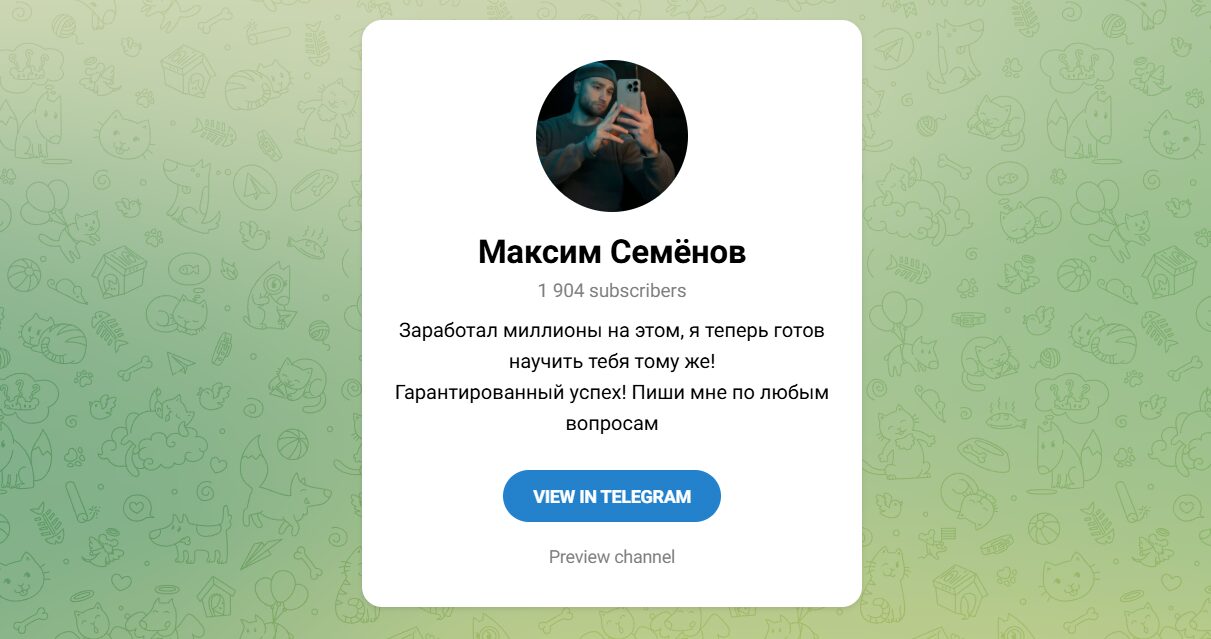 Внешний вид телеграм канала Максим Семенов Внешний вид телеграм канала Максим Семенов
