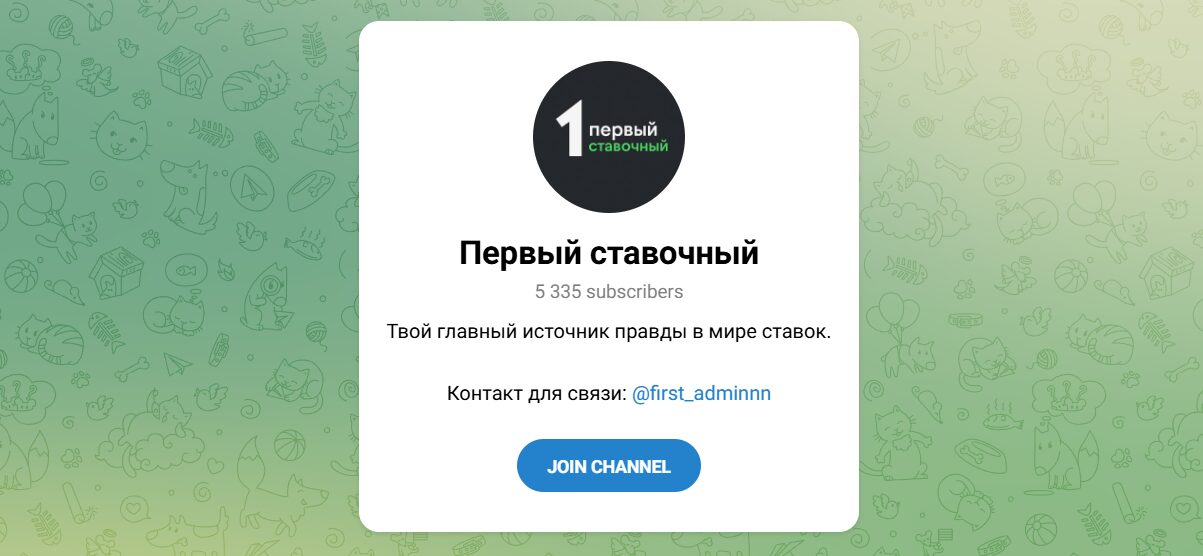 Внешний вид телеграм канала Первый Ставочный Внешний вид телеграм канала Первый Ставочный
