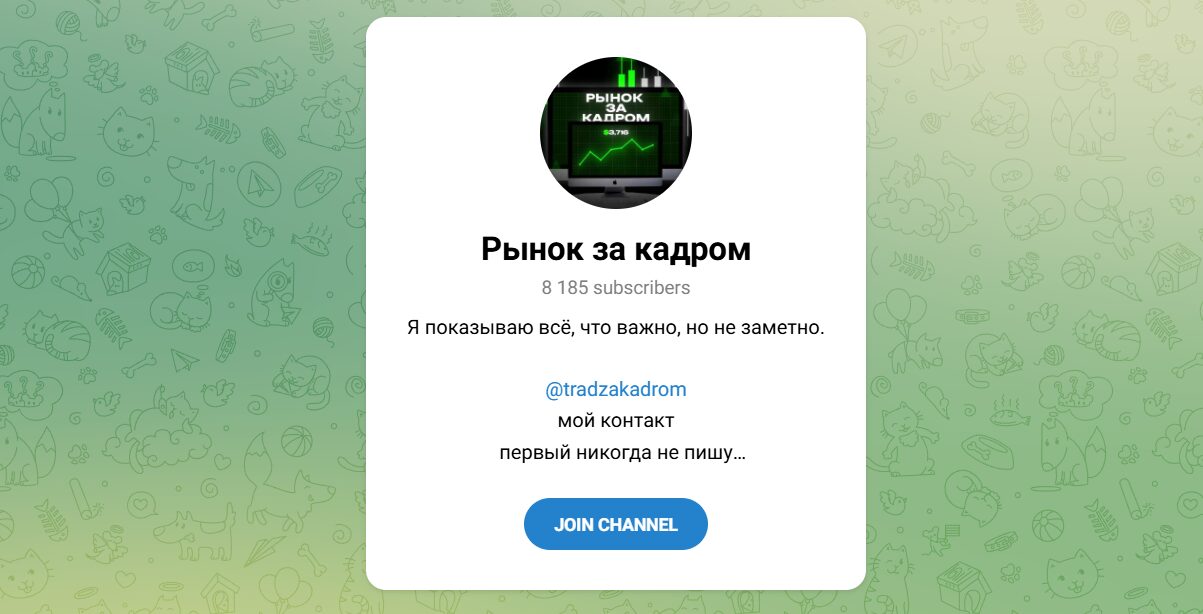 Внешний вид телеграм канала Рынок за кадром Внешний вид телеграм канала Рынок за кадром
