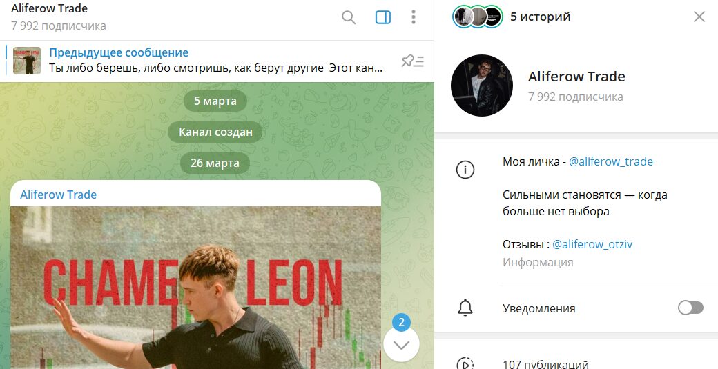 Вводные сведения по каналу в телеграмме Aliferow Trade