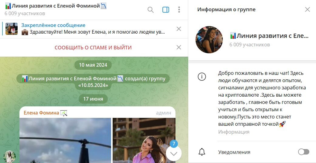 Дата создания чата Линия развития с Еленой Фоминой