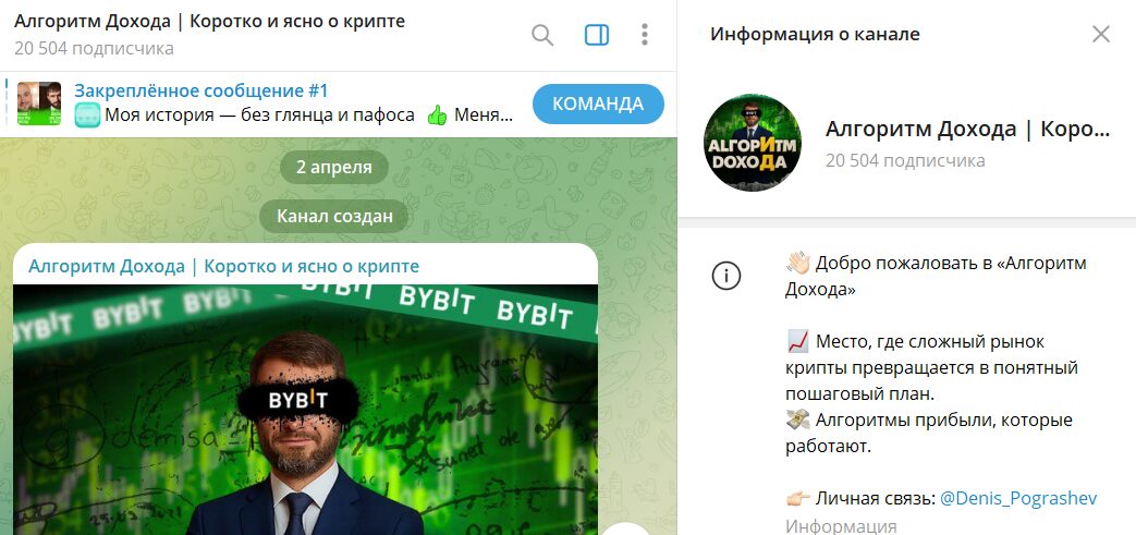 Основание канала ТГ Алгоритм дохода Коротко и ясно о крипте