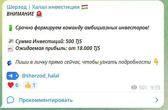Набор инвесторов на канале Шерзода Сулейманова