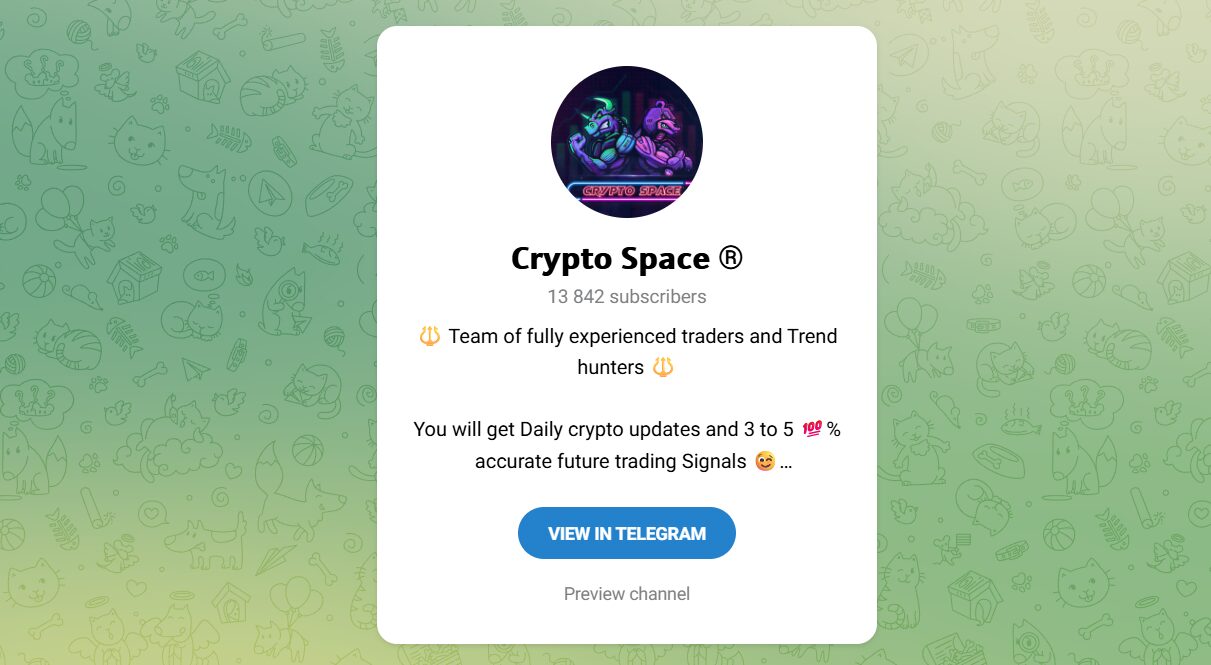 Внешний вид телеграм канала Crypto Space