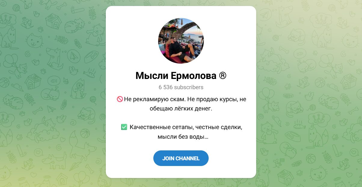Внешний вид телеграм канала Мысли Ермолова Внешний вид телеграм канала Мысли Ермолова