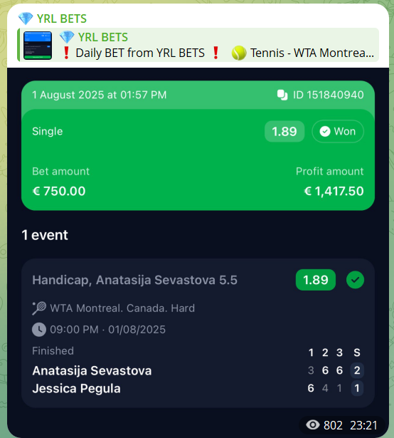 Бесплатная ставка на канале в телеграмме YRL BETS