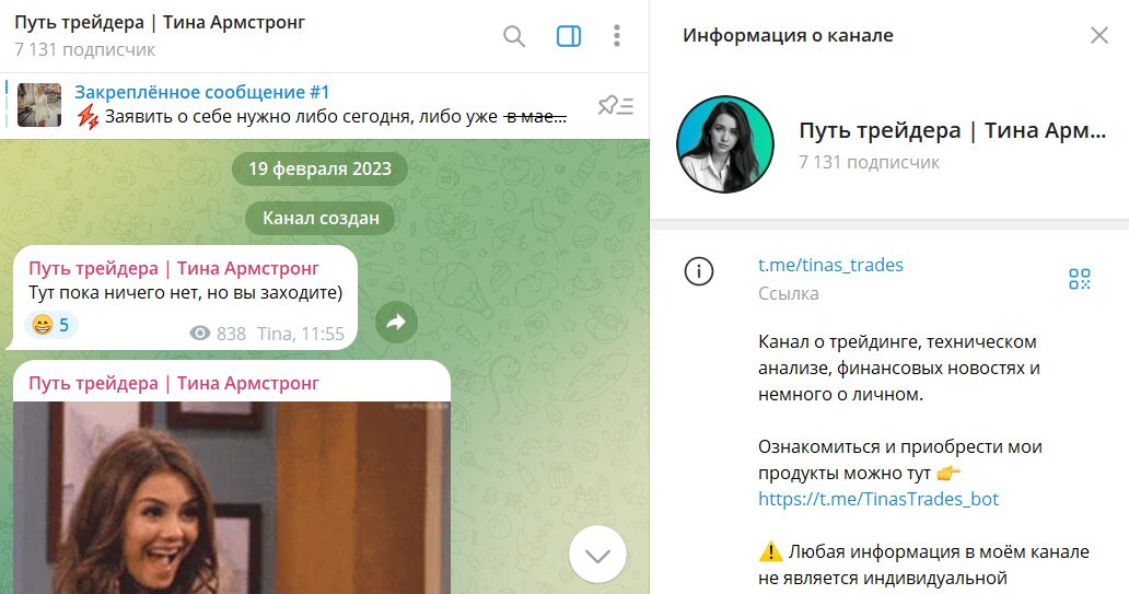 Обзор канала Телеграм Путь Трейдера Тина Армстронг