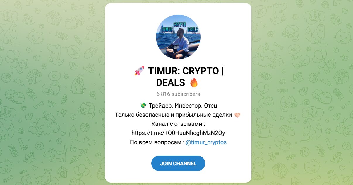 Внешний вид телеграм канала TIMUR CRYPTO DEALS