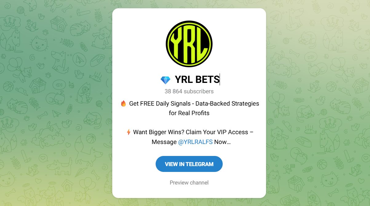 Внешний вид телеграм канала YRL BETS Внешний вид телеграм канала YRL BETS