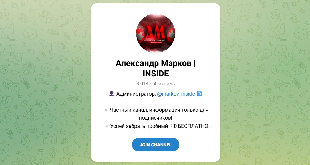 Внешний вид телеграм канала Александр Марков INSIDE Внешний вид телеграм канала Александр Марков INSIDE