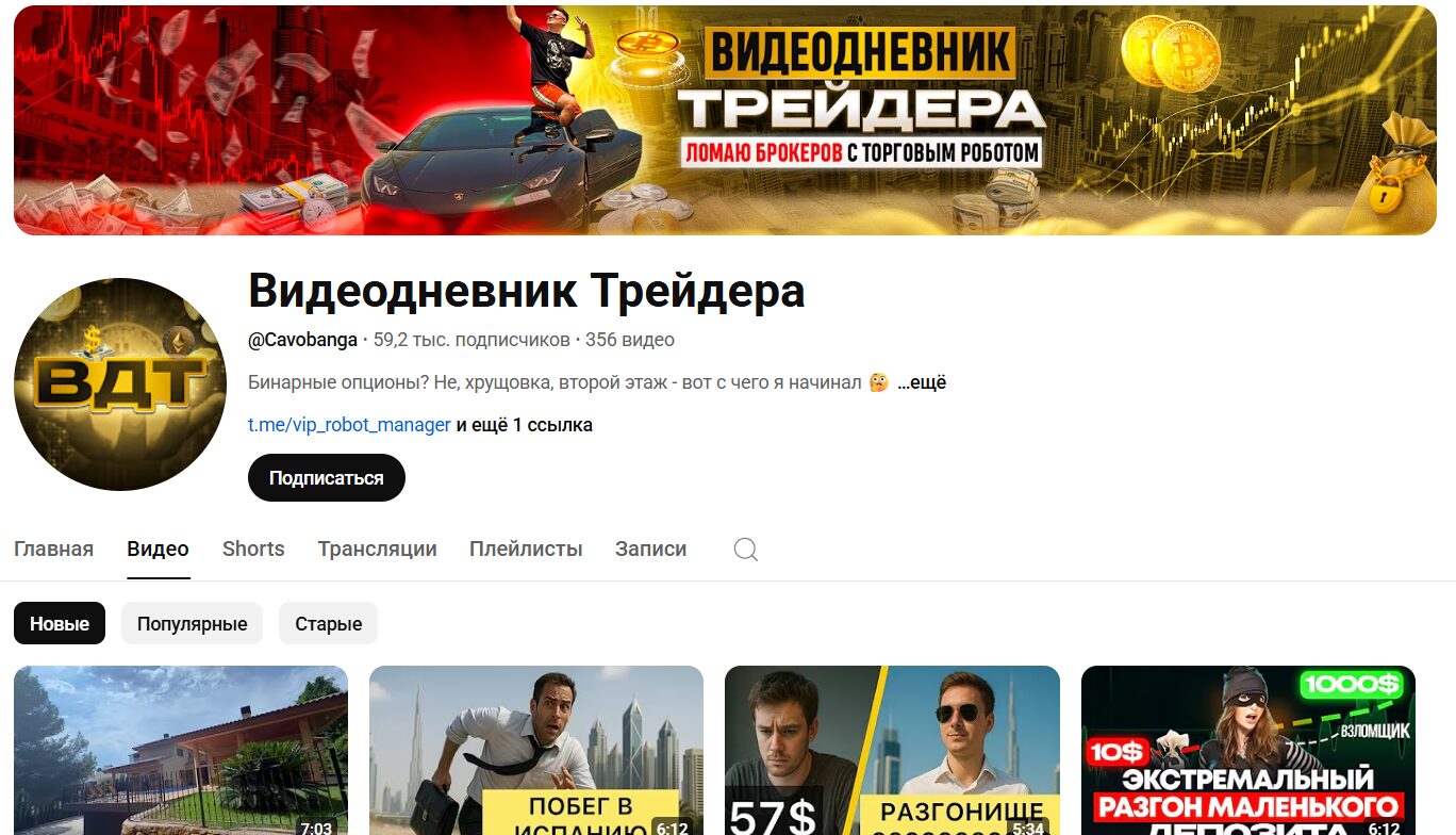 Обзор канала Ютуб Видеодневник Трейдера