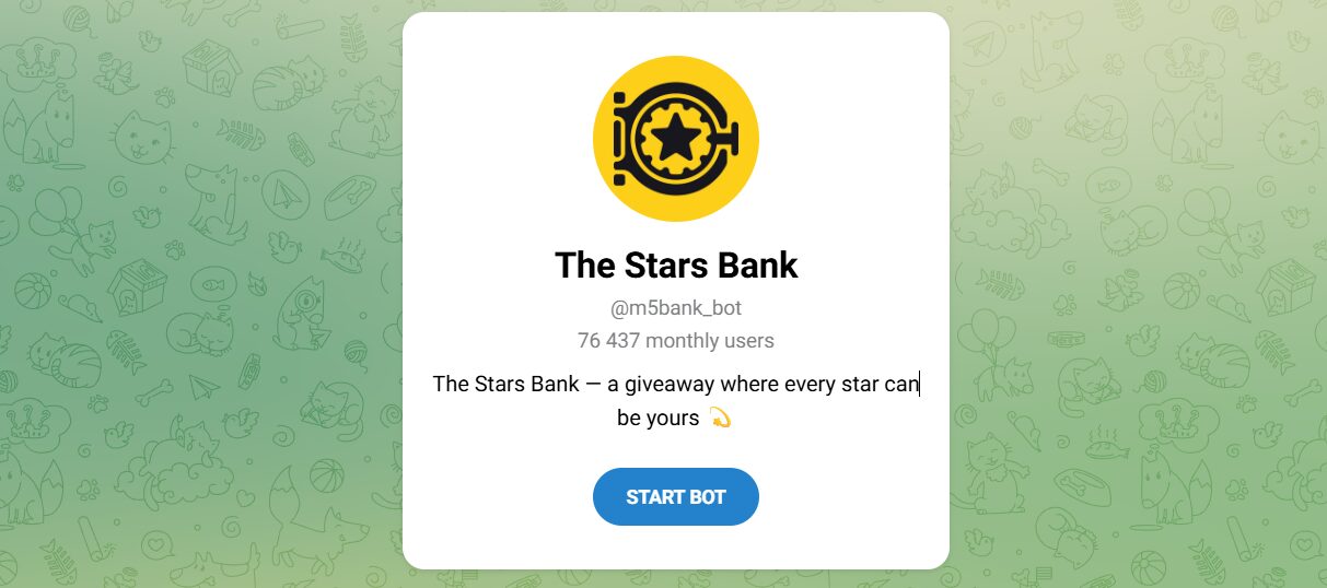 Внешний вид телеграм бота The Stars Bank Внешний вид телеграм бота The Stars Bank