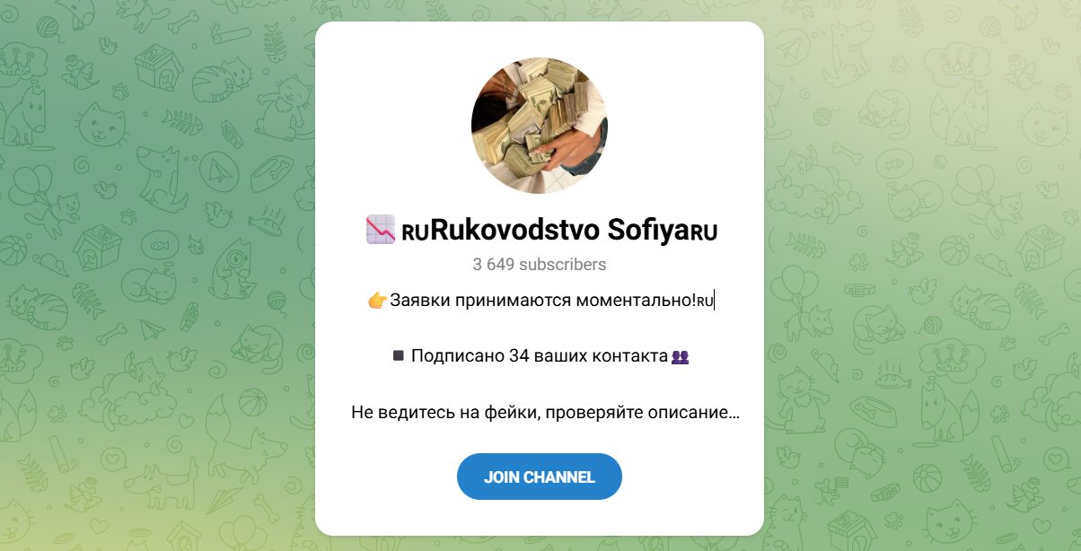 Внешний вид телеграм канала Rukovodstvo Sofiya Внешний вид телеграм канала Rukovodstvo Sofiya