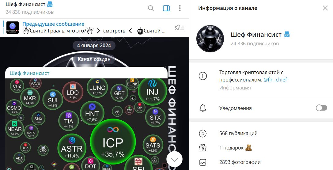 Вводные сведения по телеграм-каналу Шеф Финансист с сигналами