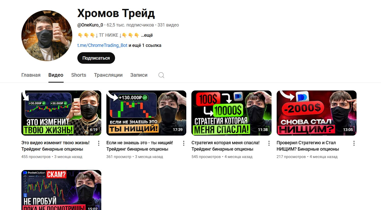 Обзор канала Ютуб Хромов трейд