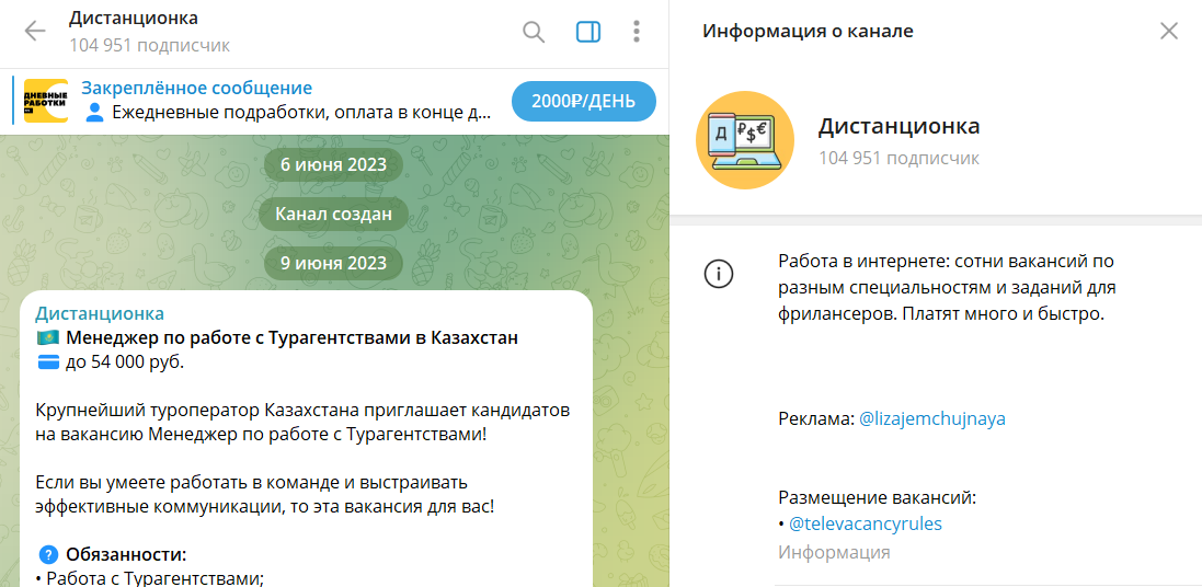 Общая информация по каналу в телеграмме Дистанционка