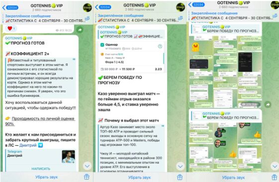 Платные экспрессы с канала в телеграме GOTENNIS.VIP