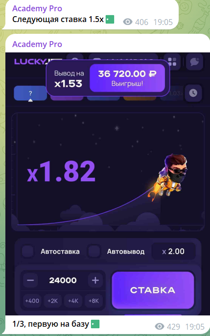 Прогнозы для игры на канале в телеграме Academy Pro