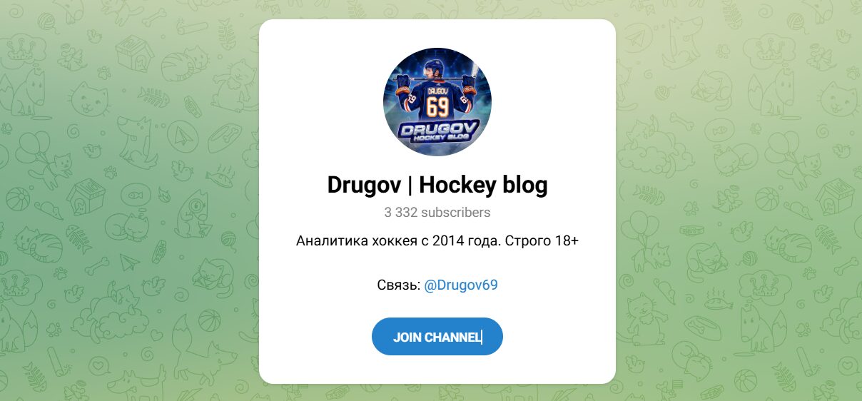 Внешний вид телеграм канала Drugov Hockey blog Внешний вид телеграм канала Drugov Hockey blog