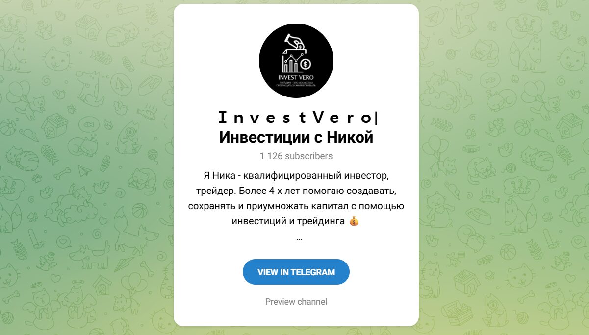 Внешний вид телеграм канала Ника Инвестор Внешний вид телеграм канала Ника Инвестор