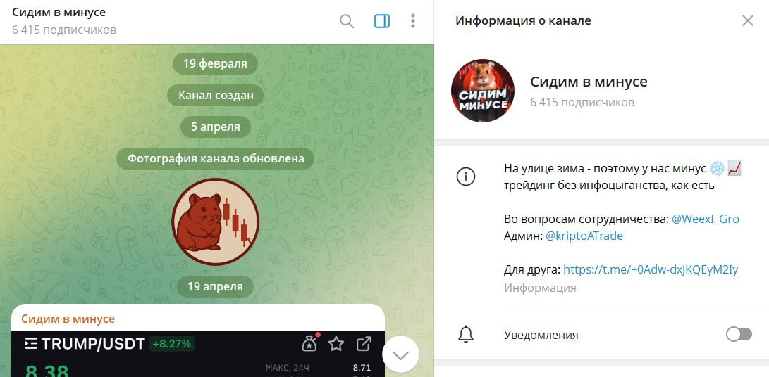 Вводная информация по телеграм-каналу Сидим в минусе