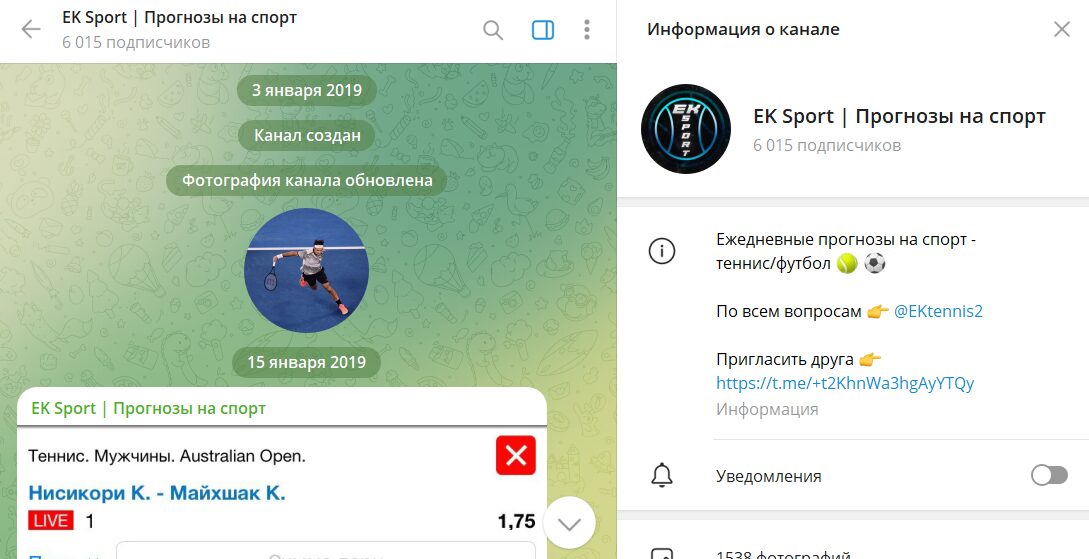 Вводные сведения по телеграм-каналу EK Sport Прогнозы на спорт