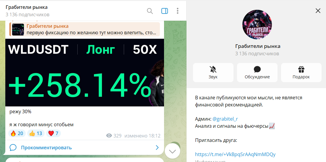 Основание и направление деятельности на канале ТГ Грабители рынка