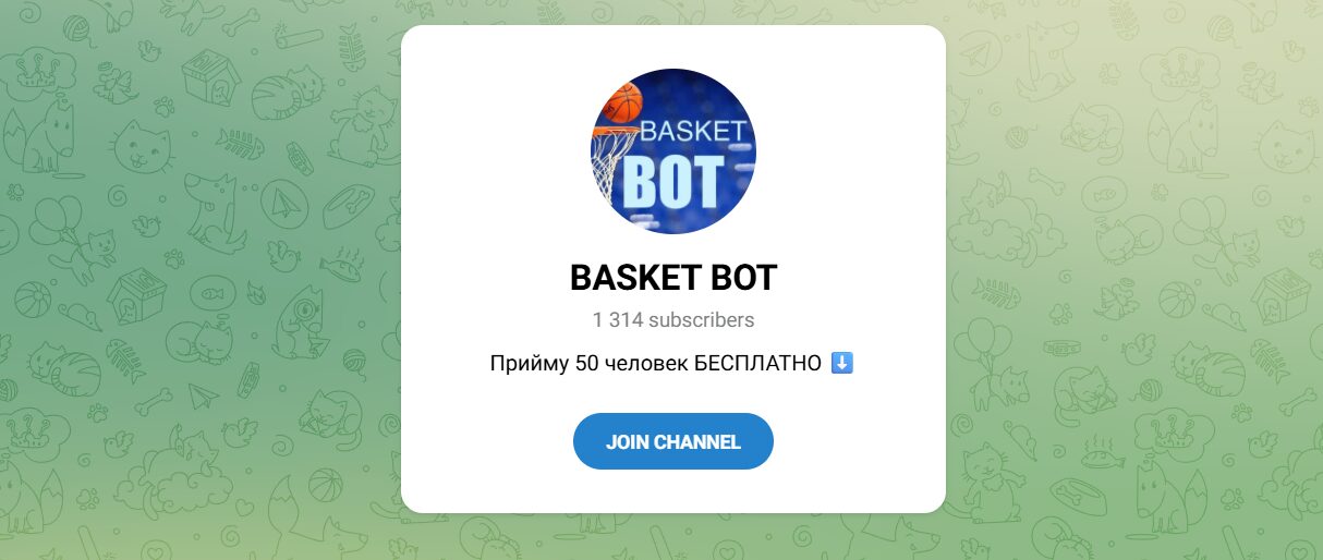 Внешний вид телеграм канала BASKET BOT Внешний вид телеграм канала BASKET BOT