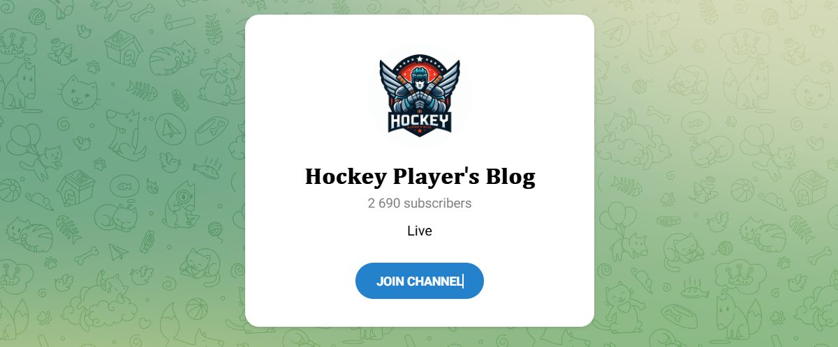 Внешний вид телеграм канала Hockey Player s Blog