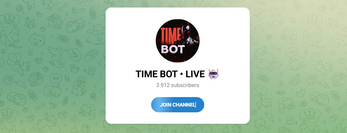 Внешний вид телеграм канала TIME BOT • LIVE