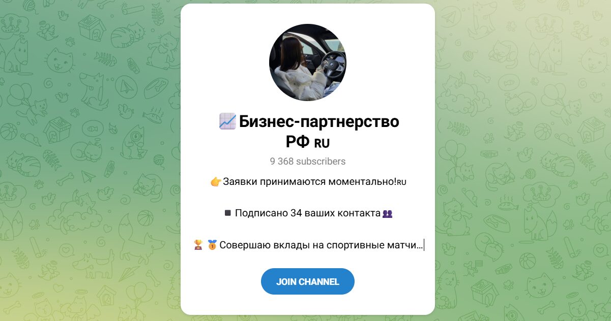Внешний вид телеграм канала Бизнес Партнерство РФ