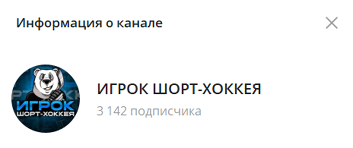 Внешний вид телеграм канала ИГРОК ШОРТ-ХОККЕЯ