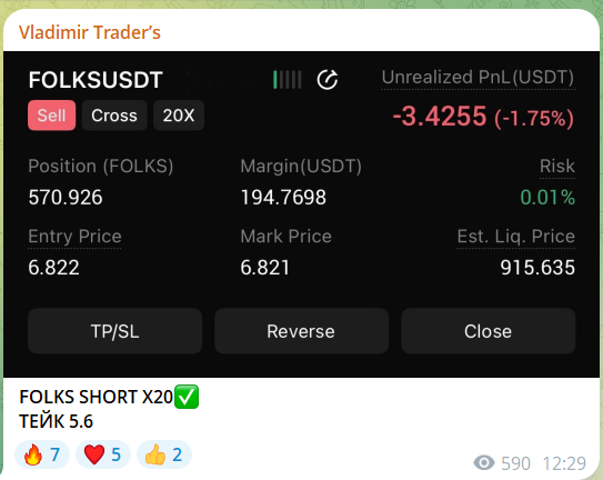 Бесплатные сигналы на канале в телеграме Vladimir Trader’s