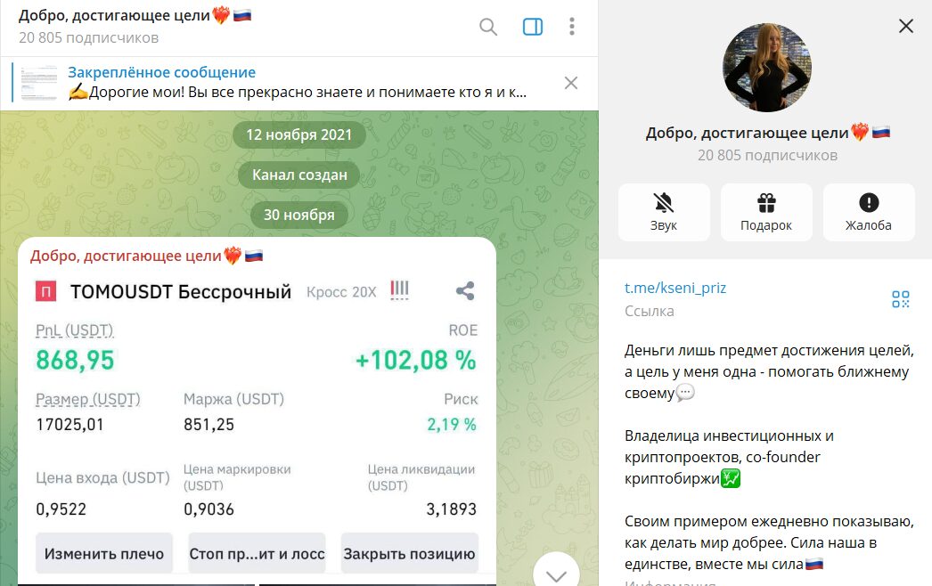 Информация по телеграмм-проекту Добро достигающее цели